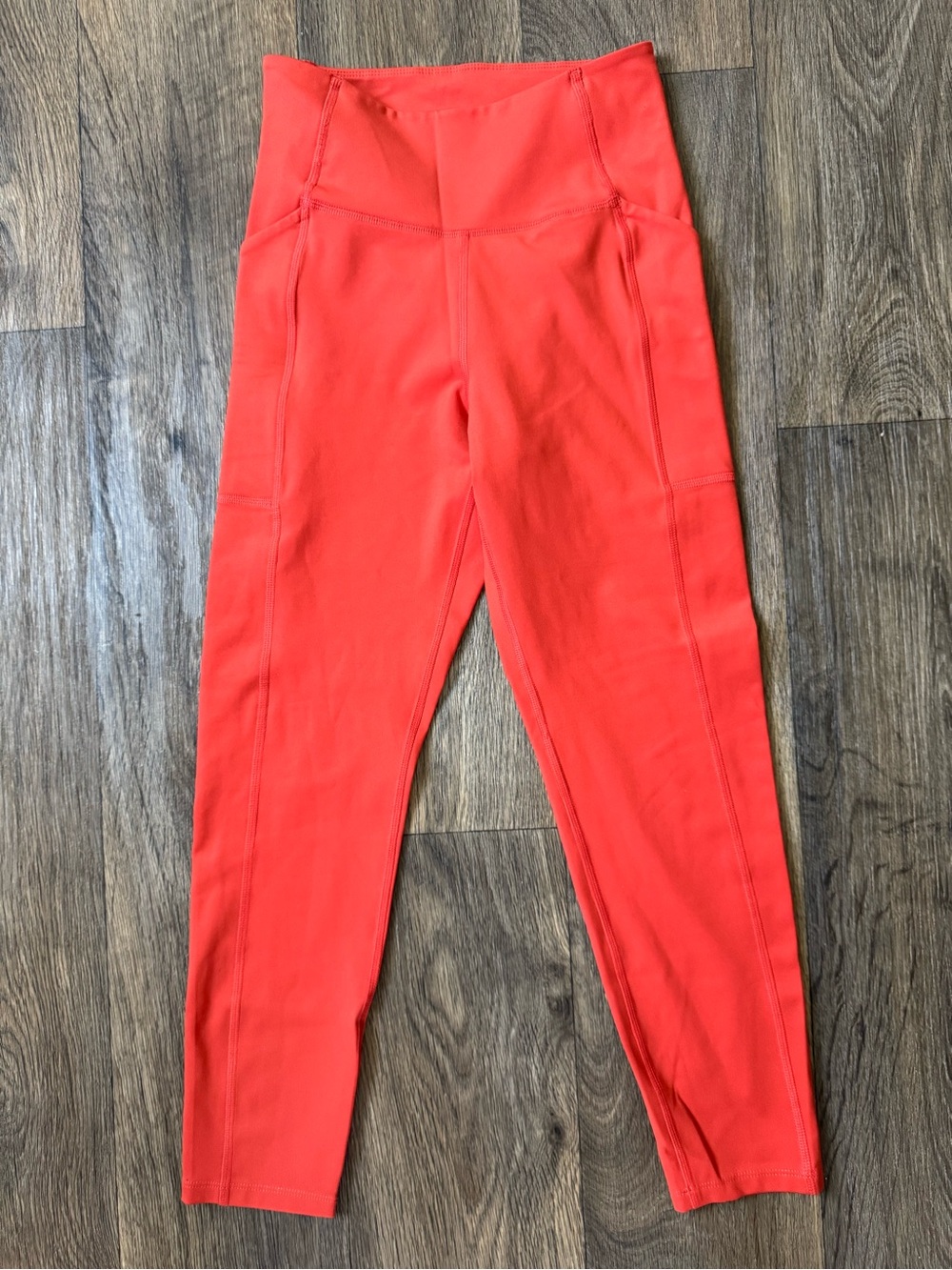 Girlfriend Collective High Rise Pocket Ankle Leggings Red Orange S 23" Yoga Gym